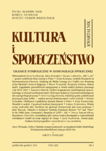 Kultura i Społeczeństwo, 2025 nr 4 : Granice symboliczne w komunikacji społecznej