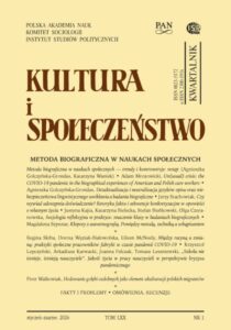Kultura i Społeczeństwo, 2026 nr 1 : Metoda biograficzna w naukach społecznych