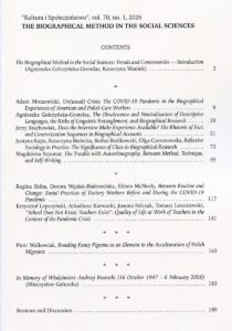 Kultura i Społeczeństwo, 2026 nr 1 : Metoda biograficzna w naukach społecznych /contents