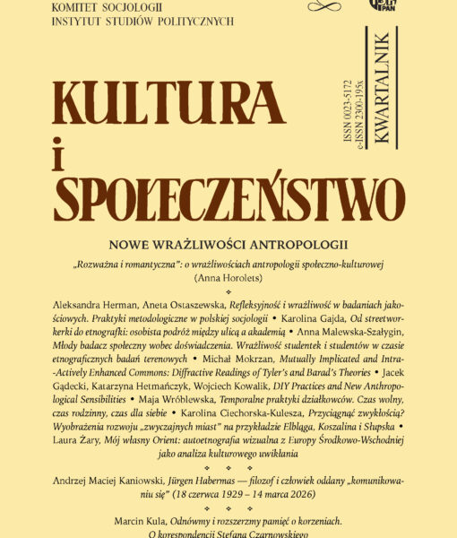 Kultura i Społeczeństwo, 2026 nr 2 : Nowe wrażliwości antropologii Kultura i Społeczeństwo, 2026 nr 2 : Nowe wrażliwości antropologii